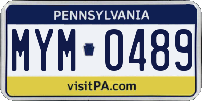 PA license plate MYM0489