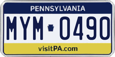 PA license plate MYM0490