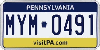 PA license plate MYM0491