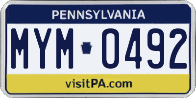 PA license plate MYM0492