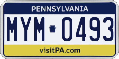 PA license plate MYM0493