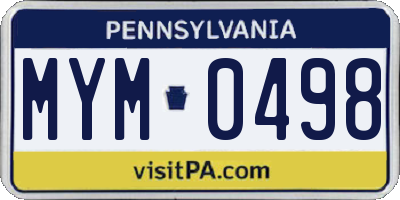 PA license plate MYM0498