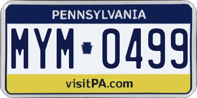 PA license plate MYM0499
