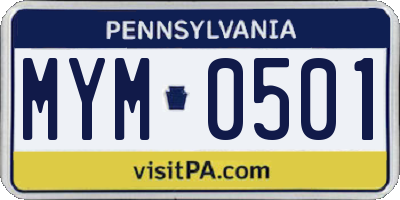 PA license plate MYM0501