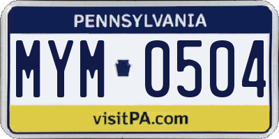PA license plate MYM0504