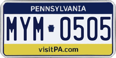 PA license plate MYM0505