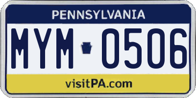 PA license plate MYM0506