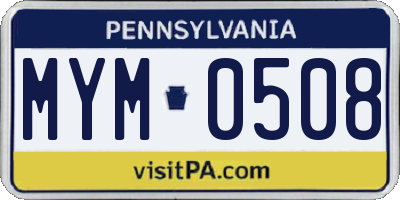 PA license plate MYM0508