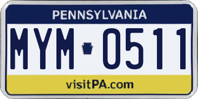 PA license plate MYM0511