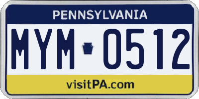 PA license plate MYM0512