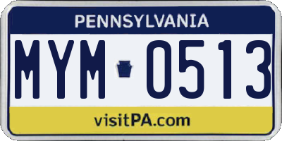 PA license plate MYM0513