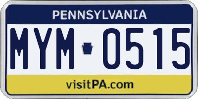 PA license plate MYM0515