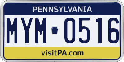 PA license plate MYM0516