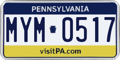 PA license plate MYM0517
