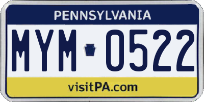 PA license plate MYM0522