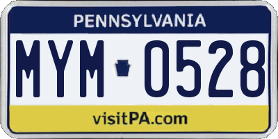 PA license plate MYM0528