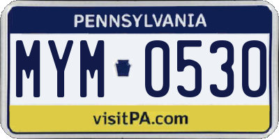 PA license plate MYM0530