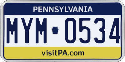 PA license plate MYM0534