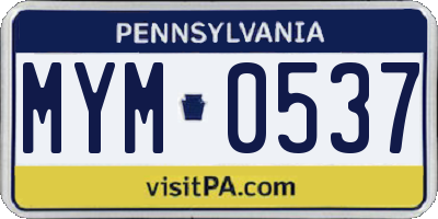 PA license plate MYM0537