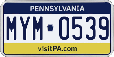 PA license plate MYM0539