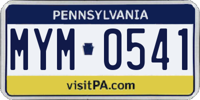 PA license plate MYM0541