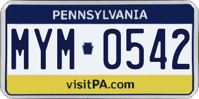PA license plate MYM0542