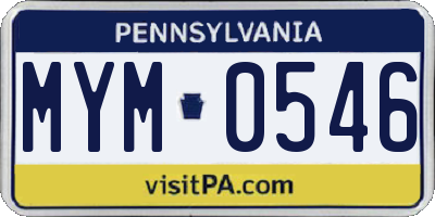 PA license plate MYM0546