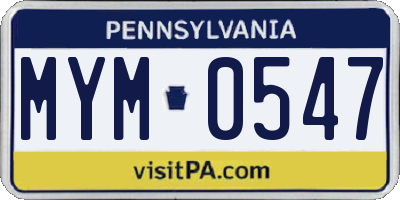 PA license plate MYM0547