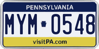 PA license plate MYM0548
