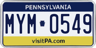 PA license plate MYM0549