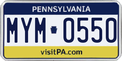 PA license plate MYM0550