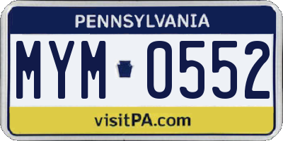 PA license plate MYM0552
