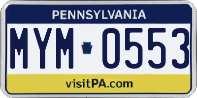 PA license plate MYM0553