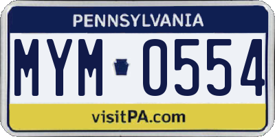 PA license plate MYM0554