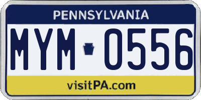 PA license plate MYM0556
