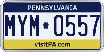 PA license plate MYM0557