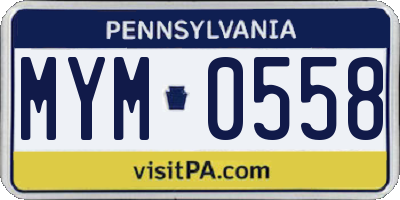 PA license plate MYM0558