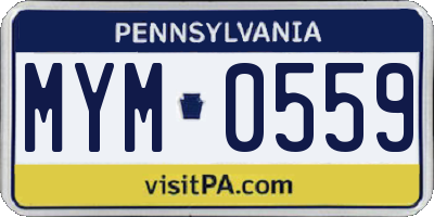 PA license plate MYM0559