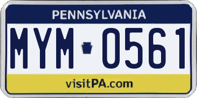 PA license plate MYM0561