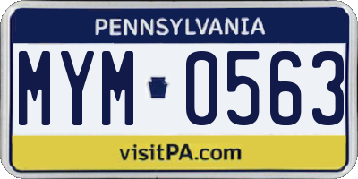 PA license plate MYM0563