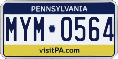 PA license plate MYM0564