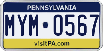 PA license plate MYM0567
