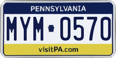 PA license plate MYM0570