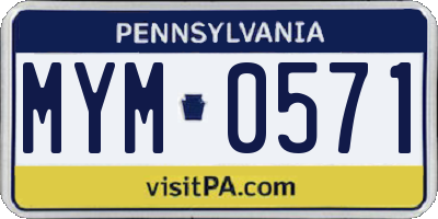 PA license plate MYM0571