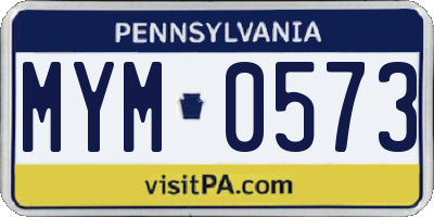 PA license plate MYM0573