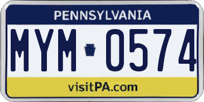 PA license plate MYM0574
