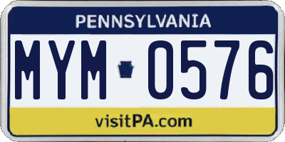 PA license plate MYM0576