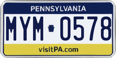 PA license plate MYM0578