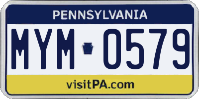 PA license plate MYM0579