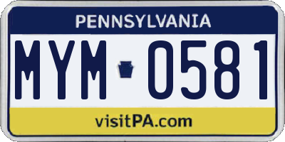 PA license plate MYM0581